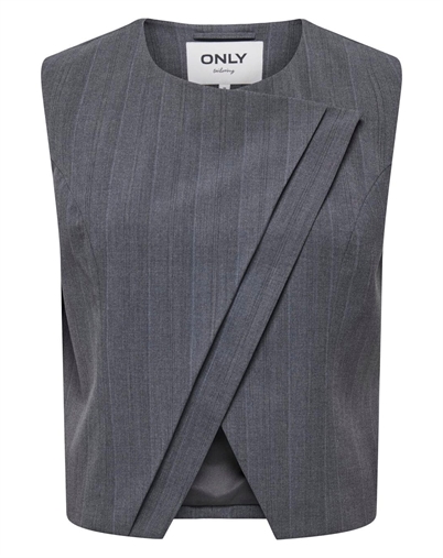 Only - ONLJackie Pinstribe Asym Waistcoat Top - Medium Grey Melange